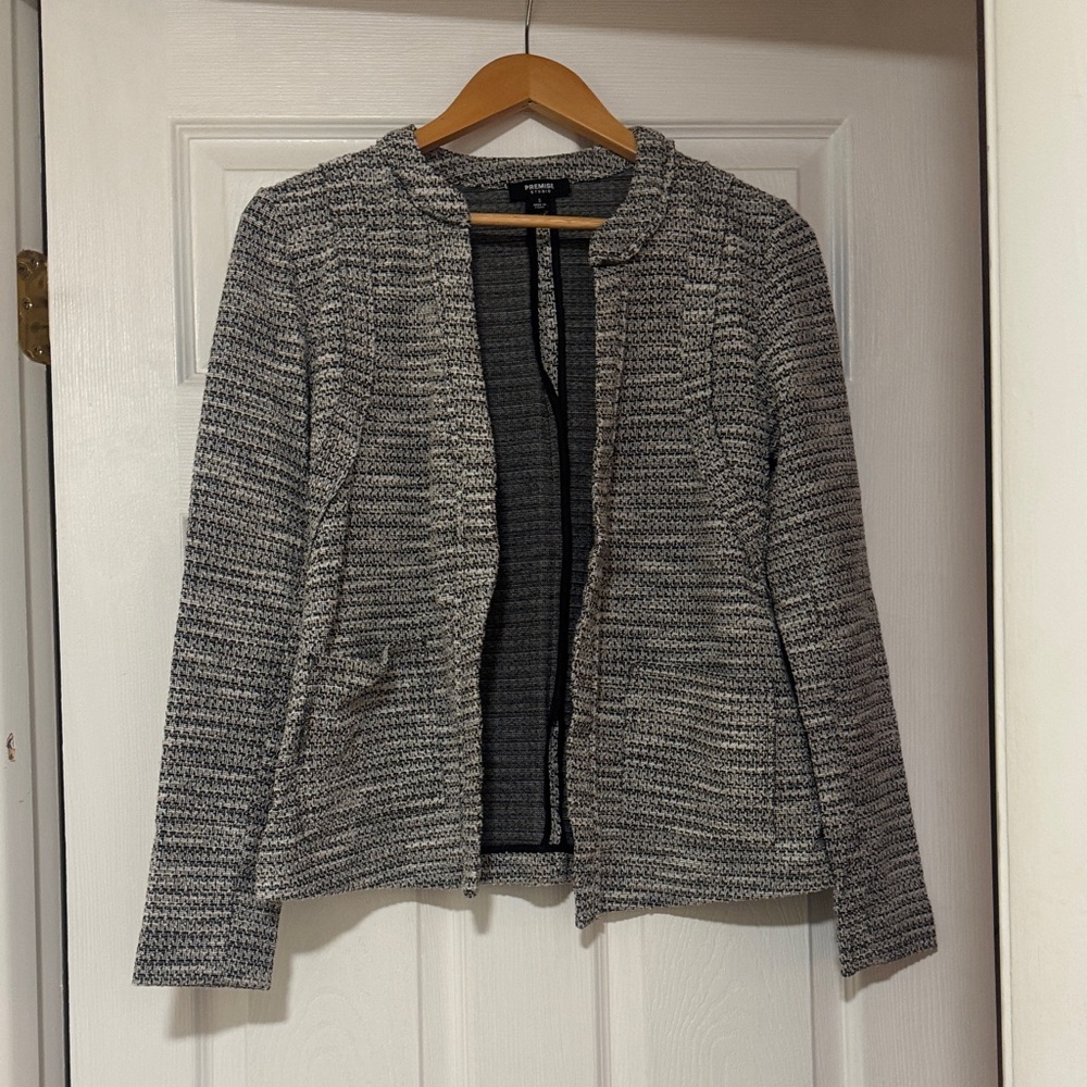 Premise Black and White Textured Blazer